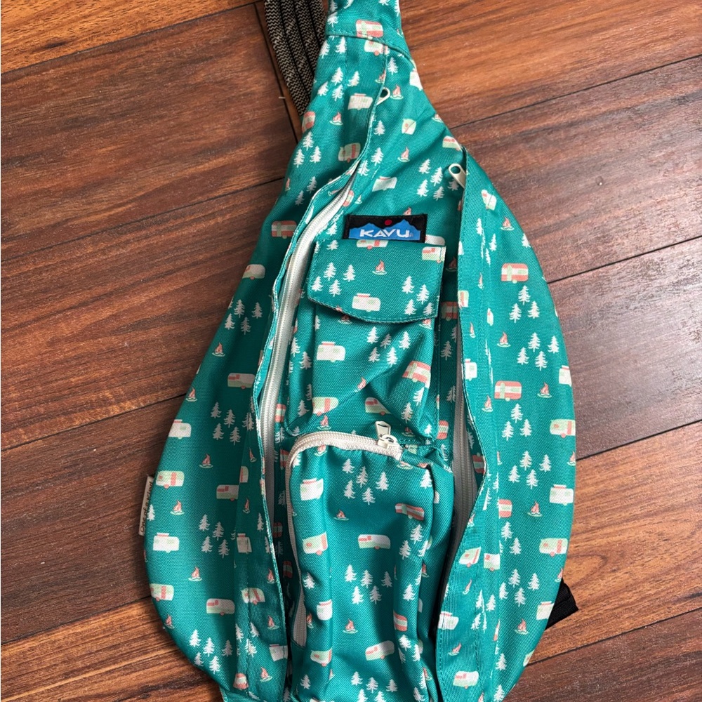 Kavu Teal Camping Print Bag